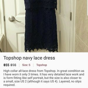Topshop navy lace dress
